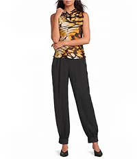 Skies Are Blue Butterfly Printed Cowl Neck Sleeveless Top