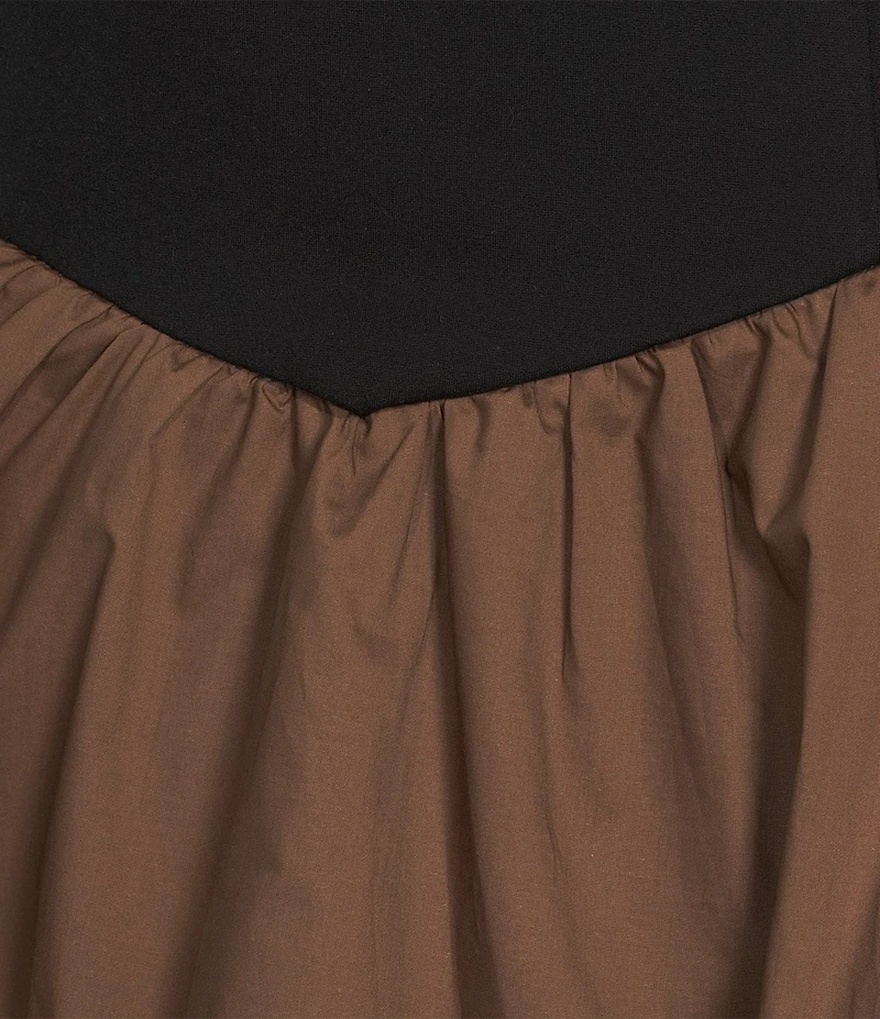 Skies Are Blue Colorblock Square Neck Bubble Hem Drop Waist Mini Dress