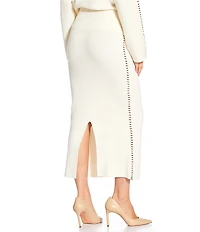 Skies Are Blue Contrast Blanket Stitch Knit Midi Coordinating Skirt