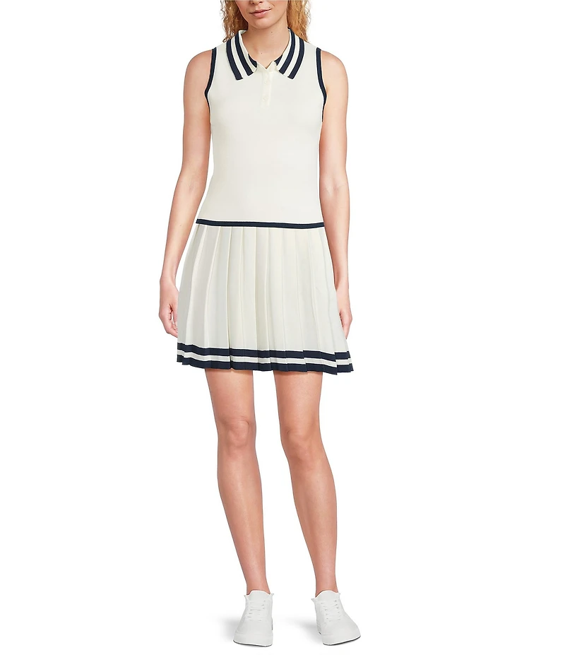 Skies Are Blue Contrast Trim Pleated Coordinating Skirt