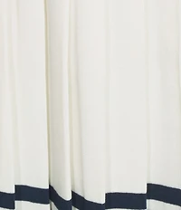 Skies Are Blue Contrast Trim Pleated Coordinating Skirt