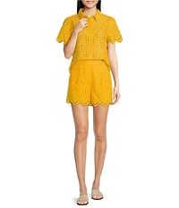 Skies Are Blue Coordinating Eyelet Scallop Hem Shorts