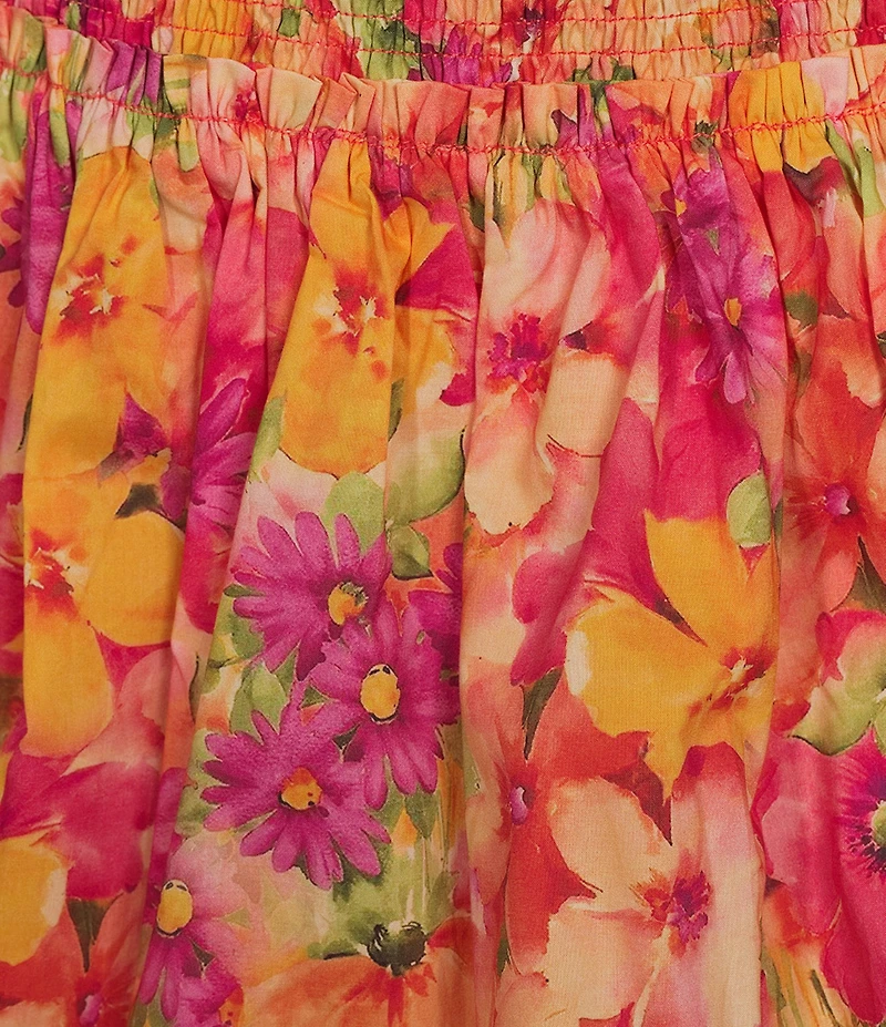 Skies Are Blue Coordinating Floral Print High Waisted Tiered Mini Skirt