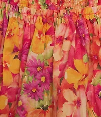 Skies Are Blue Coordinating Floral Print High Waisted Tiered Mini Skirt