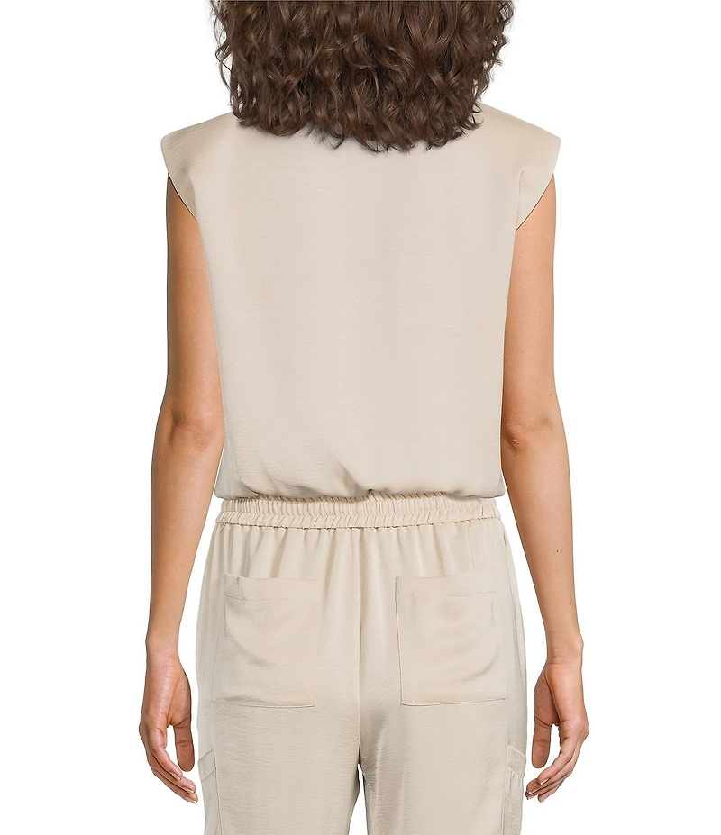 Skies Are Blue Crew Neck Sleeveless Bubble Coordinating Muscle Tank