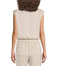 Skies Are Blue Crew Neck Sleeveless Bubble Coordinating Muscle Tank