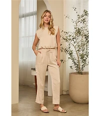 Skies Are Blue Crew Neck Sleeveless Bubble Coordinating Muscle Tank