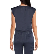 Skies Are Blue Crew Neck Sleeveless Bubble Coordinating Muscle Tank