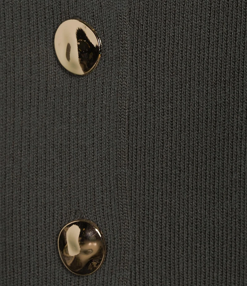 Skies Are Blue Crew Neck Sleeveless Button Front Knit Peplum Vest