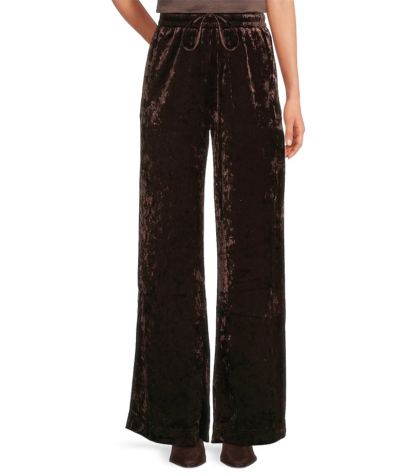 Skies Are Blue Coordinating Crushed Velvet High Waisted Wide Leg Pants