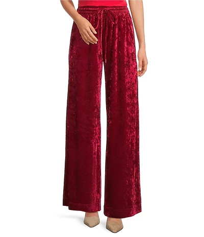 Skies Are Blue Coordinating Crushed Velvet High Waisted Wide Leg Pants
