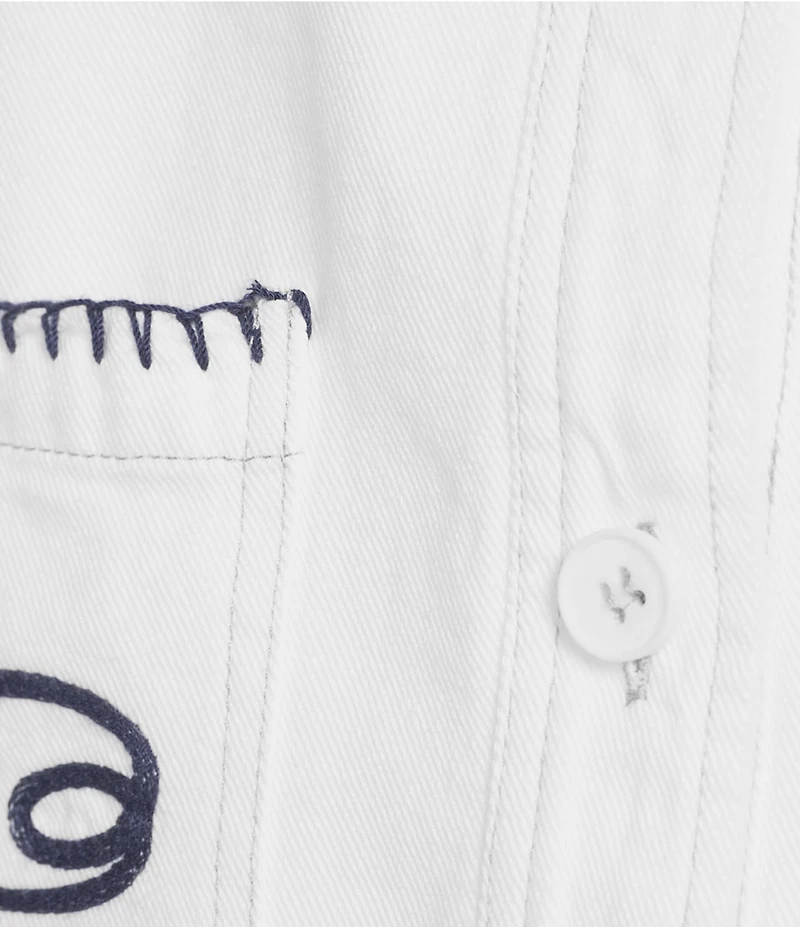 Skies Are Blue Embroidered Point Collar Long Sleeve Whipstitch Barn Jacket