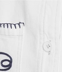 Skies Are Blue Embroidered Point Collar Long Sleeve Whipstitch Barn Jacket