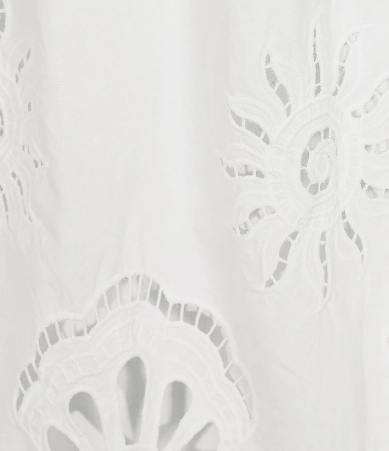Skies Are Blue Eyelet Lace Sun and Shell Embroidered Coordinating A-Line Midi Skirt