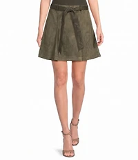 Skies Are Blue Faux Suede Belted A-Line Mini Coordinating Skirt