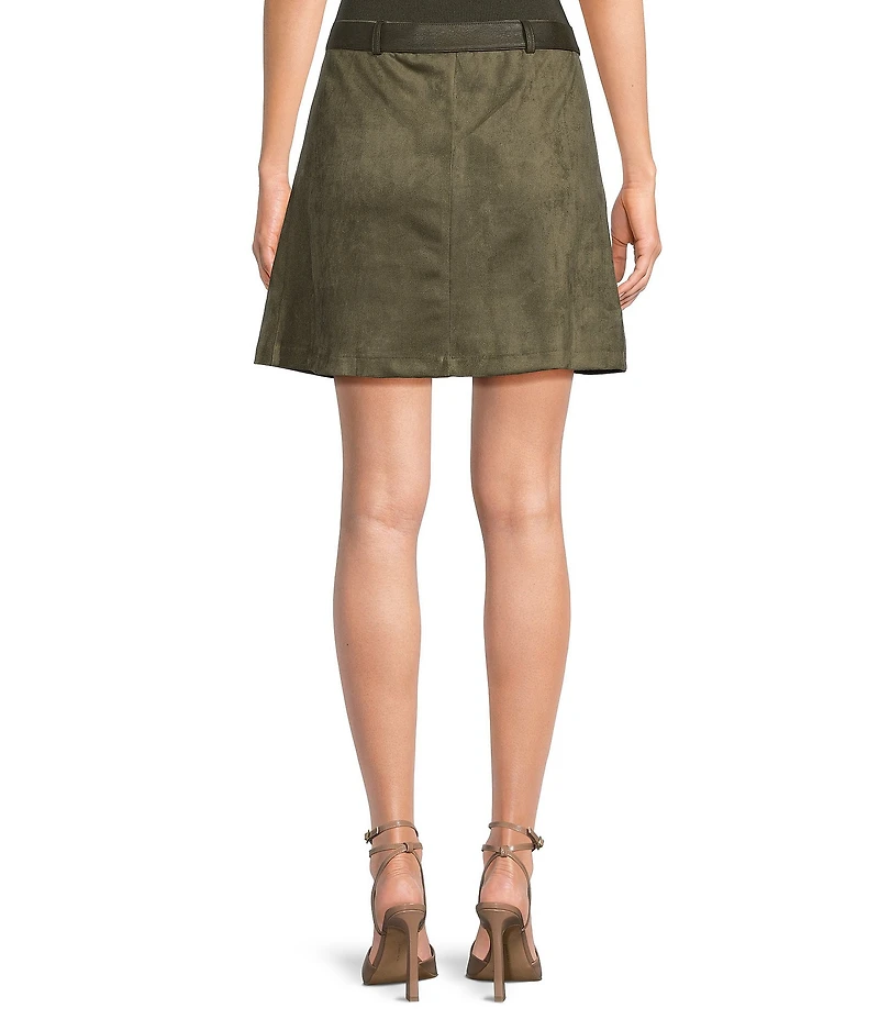 Skies Are Blue Faux Suede Belted A-Line Mini Coordinating Skirt
