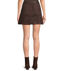 Skies Are Blue Faux Suede Belted A-Line Mini Coordinating Skirt