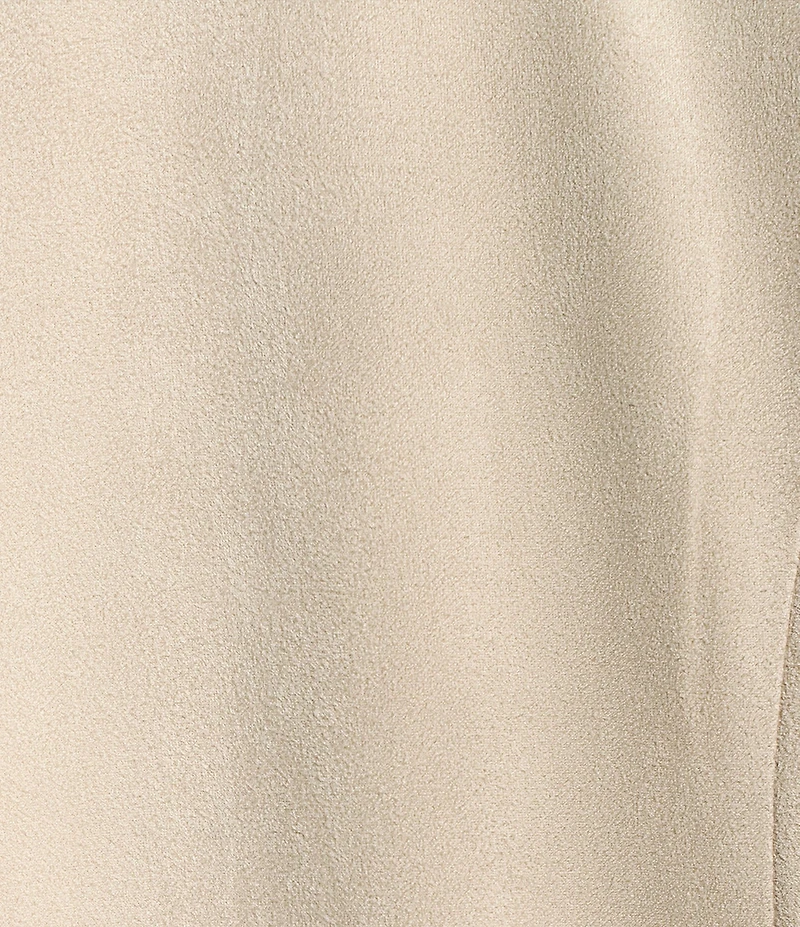 Skies Are Blue Faux Suede Notch Collar Neck Long Sleeve Open Front Duster