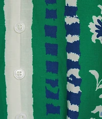 Skies Are Blue Floral Border Print Button Front V-Neck Sleeveless Maxi Dress