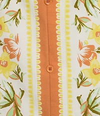 Skies Are Blue Floral Border Print Scoop Neck Sleeveless Shift Mini Dress