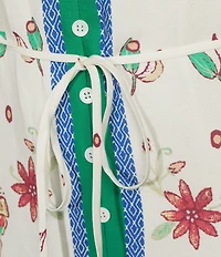 Skies Are Blue Floral Border V-Neck Sleeveless Button Front Maxi Dress