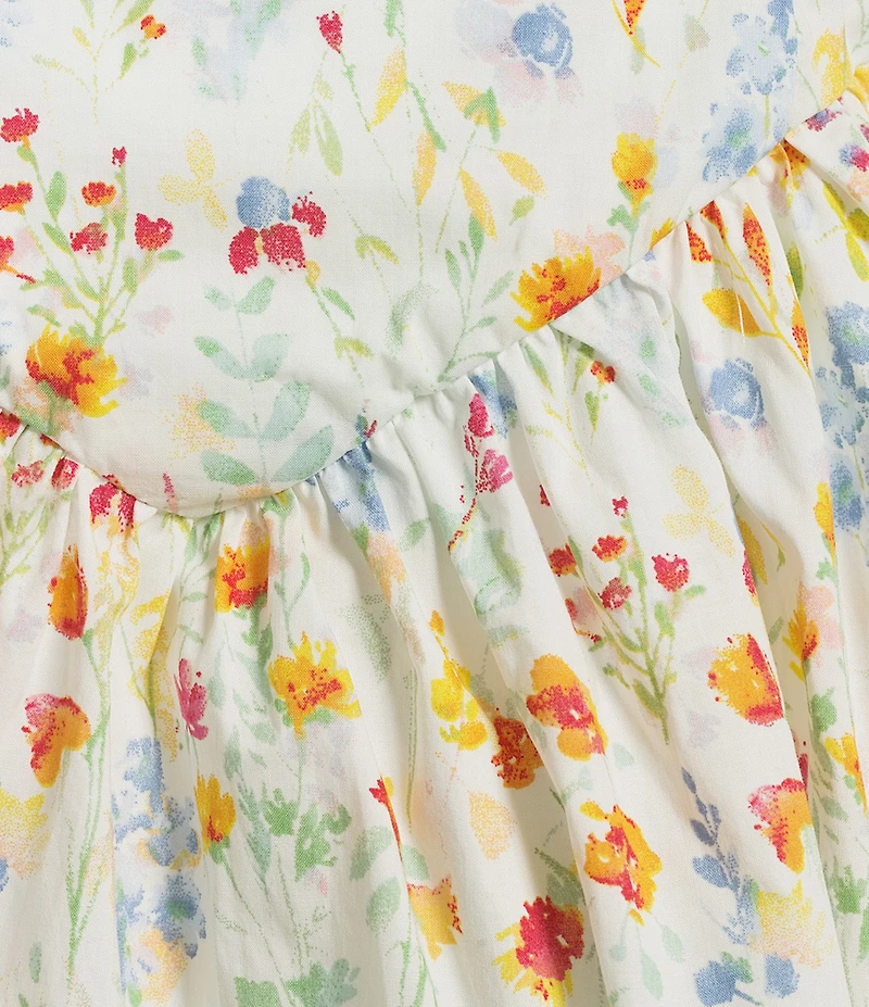 Skies Are Blue Floral Print Square Neck Sleeveless A-Line Mini Dress