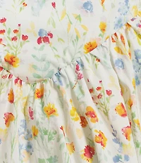 Skies Are Blue Floral Print Square Neck Sleeveless A-Line Mini Dress