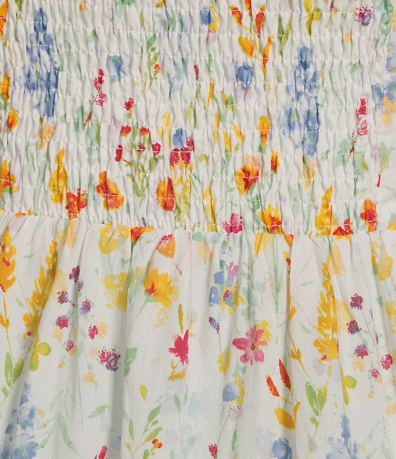 Skies Are Blue Floral Print Sweetheart Neck Sleeveless A-Line Midi Dress