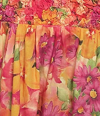 Skies Are Blue Floral Print Sweetheart Neck Sleeveless Smocked Bust Maxi Dress