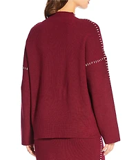 Skies Are Blue Funnel Neck Long Sleeve Knit Coordinating Sweater