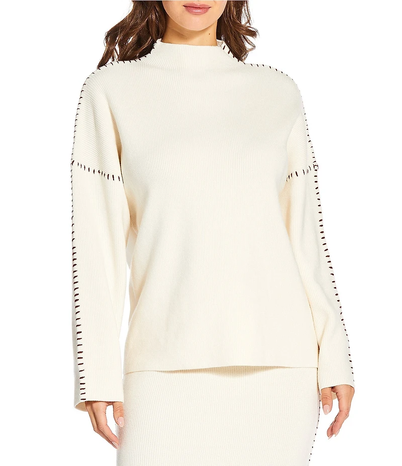 Skies Are Blue Funnel Neck Long Sleeve Knit Coordinating Sweater
