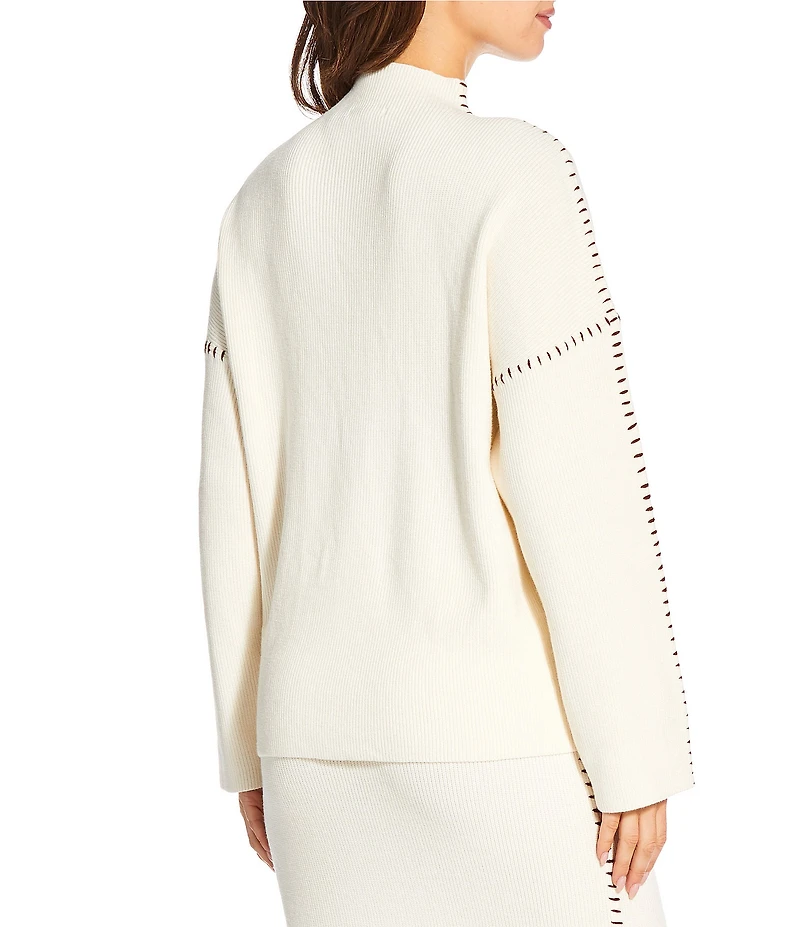 Skies Are Blue Funnel Neck Long Sleeve Knit Coordinating Sweater