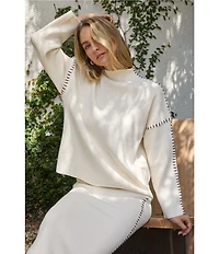 Skies Are Blue Funnel Neck Long Sleeve Knit Coordinating Sweater