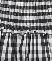 Skies Are Blue Gingham Print Square Neck Sleeveless Smocked Maxi Dress