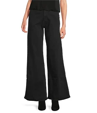 Skies Are Blue High Rise Wide Leg Cotton Twill Pants