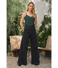 Skies Are Blue High Rise Wide Leg Cotton Twill Pants