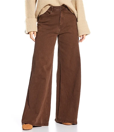Skies Are Blue High Rise Wide Leg Cotton Twill Pants
