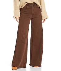Skies Are Blue High Rise Wide Leg Cotton Twill Pants