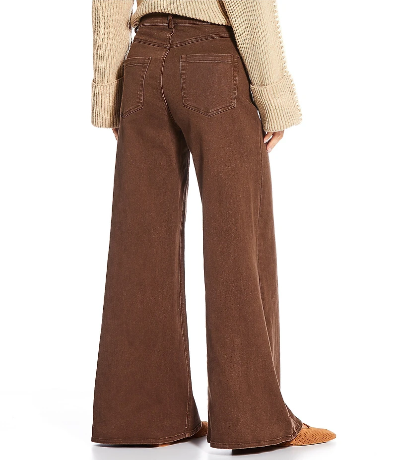 Skies Are Blue High Rise Wide Leg Cotton Twill Pants