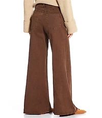 Skies Are Blue High Rise Wide Leg Cotton Twill Pants