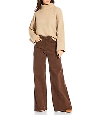 Skies Are Blue High Rise Wide Leg Cotton Twill Pants