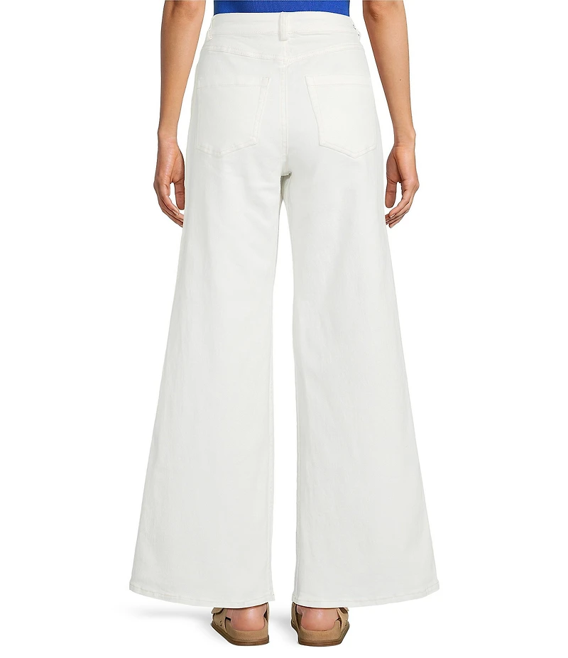 Skies Are Blue High Rise Wide Leg Side Tape Twill Pants