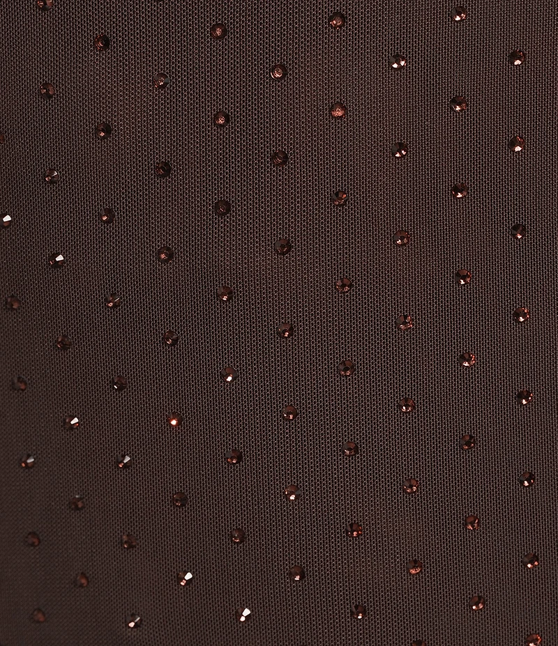 Skies Are Blue Hot Fix Mesh Rhinestone Turtleneck Long Sleeve Top