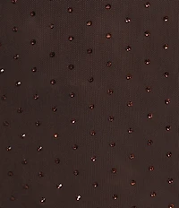 Skies Are Blue Hot Fix Mesh Rhinestone Turtleneck Long Sleeve Top