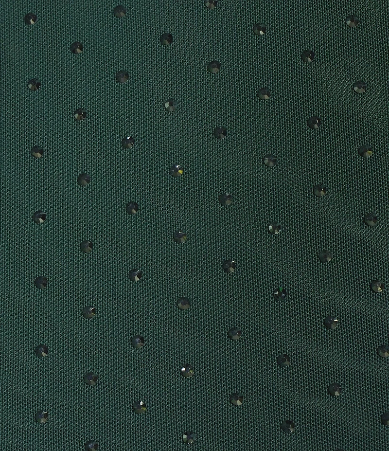 Skies Are Blue Hot Fix Mesh Rhinestone Turtleneck Long Sleeve Top