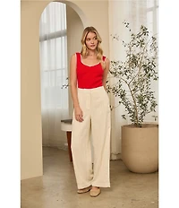 Skies Are Blue Knit V-Neck Sleeveless Contrast Trim Tank