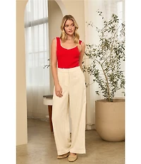 Skies Are Blue Knit V-Neck Sleeveless Contrast Trim Tank