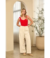 Skies Are Blue Knit V-Neck Sleeveless Contrast Trim Tank