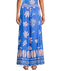 Skies Are Blue Leaf Print High Rise Wide Leg Coordinating Pants