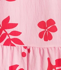 Skies Are Blue Leaf Print V-Neck Ruffle Sleeve A-Line Mini Dress